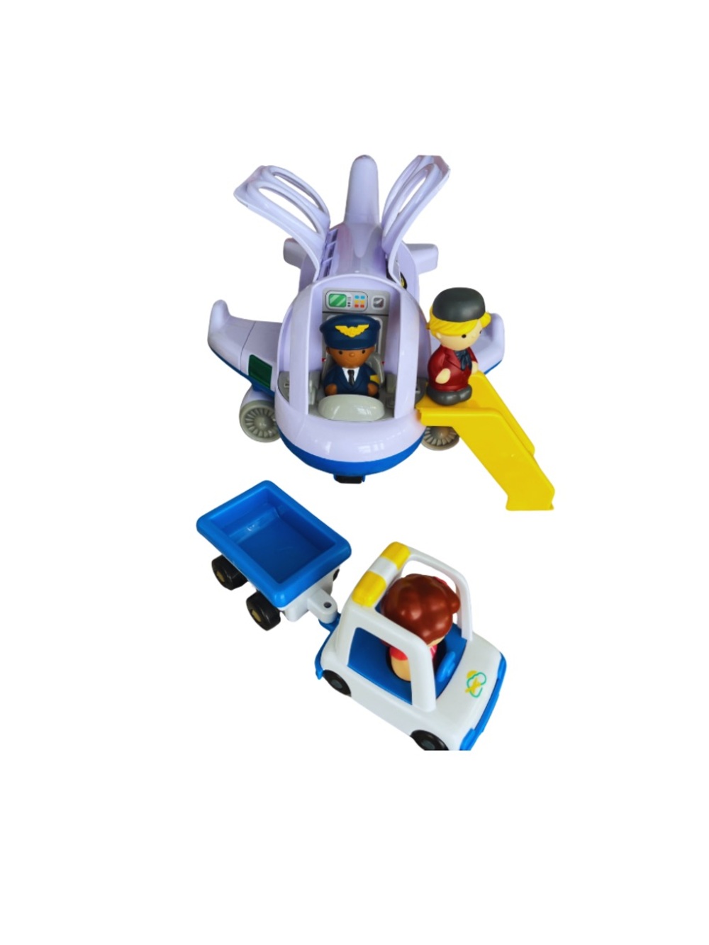 PLAY GO WHITE & BLUE FUN JET PLAY SET WITH SOUND, 5 PLAY MATES, STAIRS &